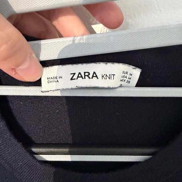 Zara Comfy Viscose Navy Blue Short Sleeve Tee - Picture 4 of 4